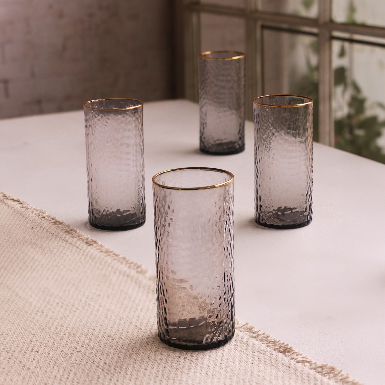 GLASS Croc Highball with Gold Rim S4 (Smoke Grey)
