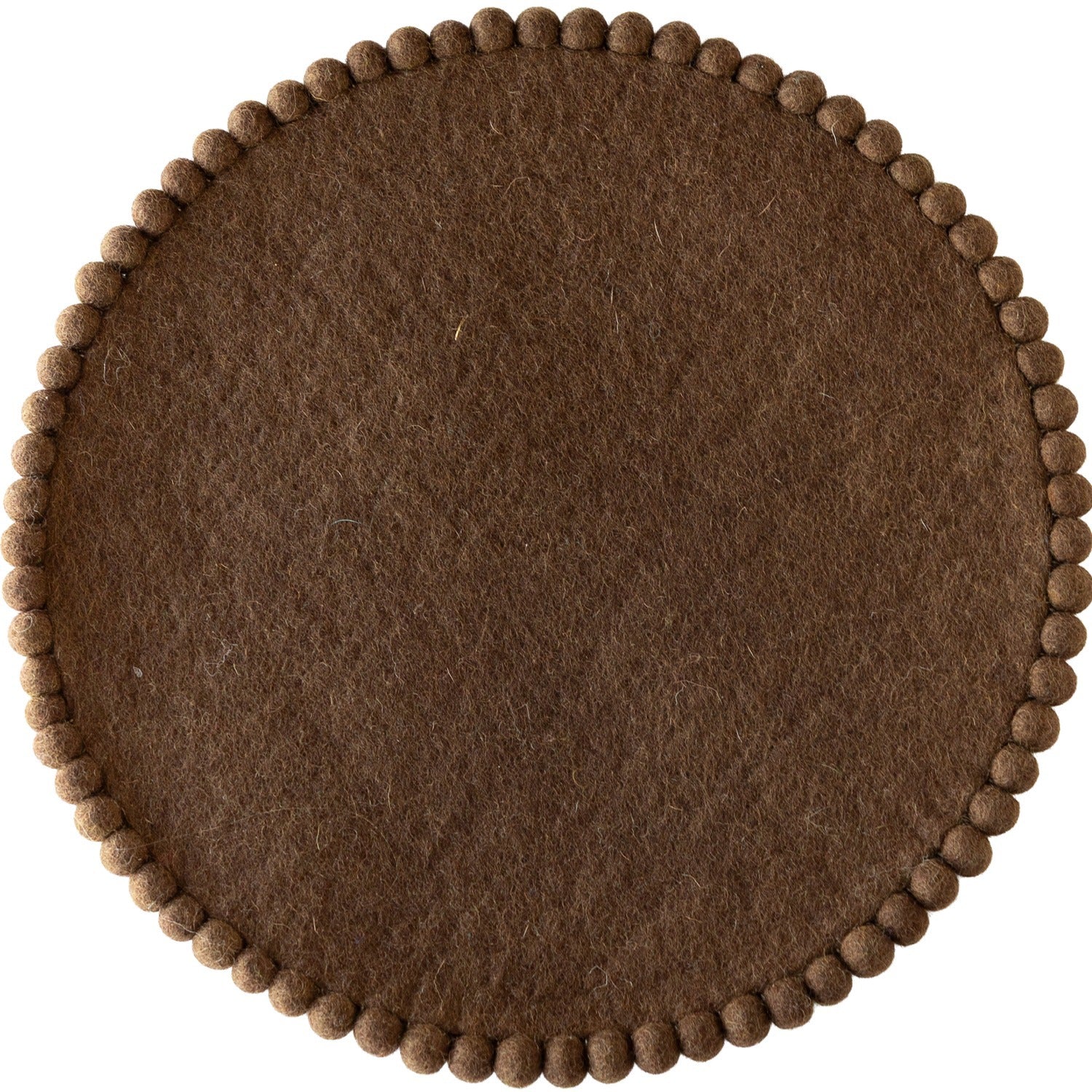 Dark Brown Pom Pom Felt Placemat
