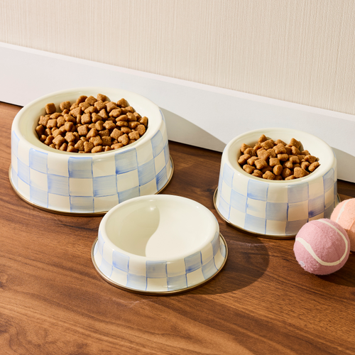 Sky Check Medium Pet Dish