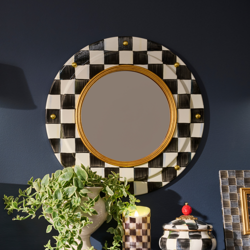 Round Enamel Wall Mirror | Courtly Check