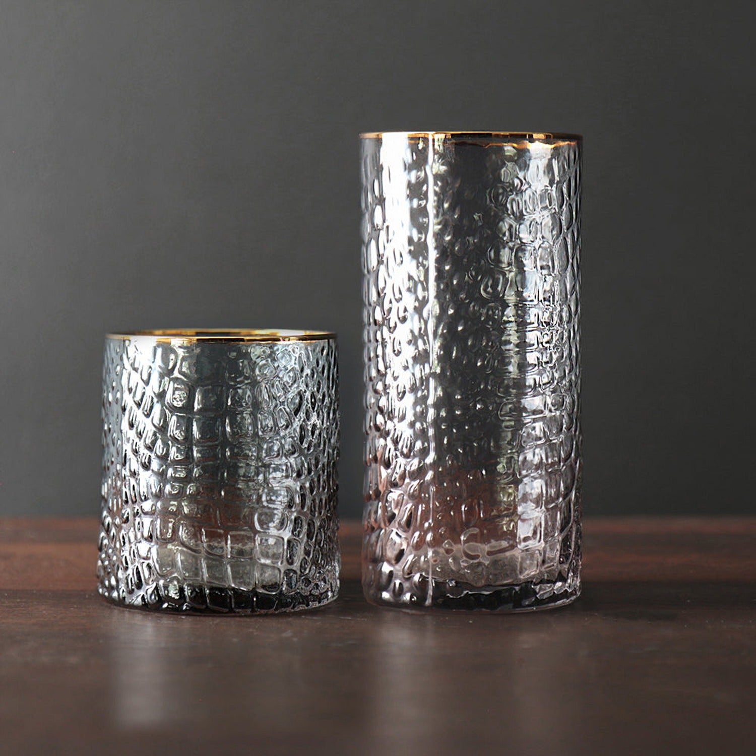 GLASS Croc Double Old Fashioned with Gold Rim S4 (