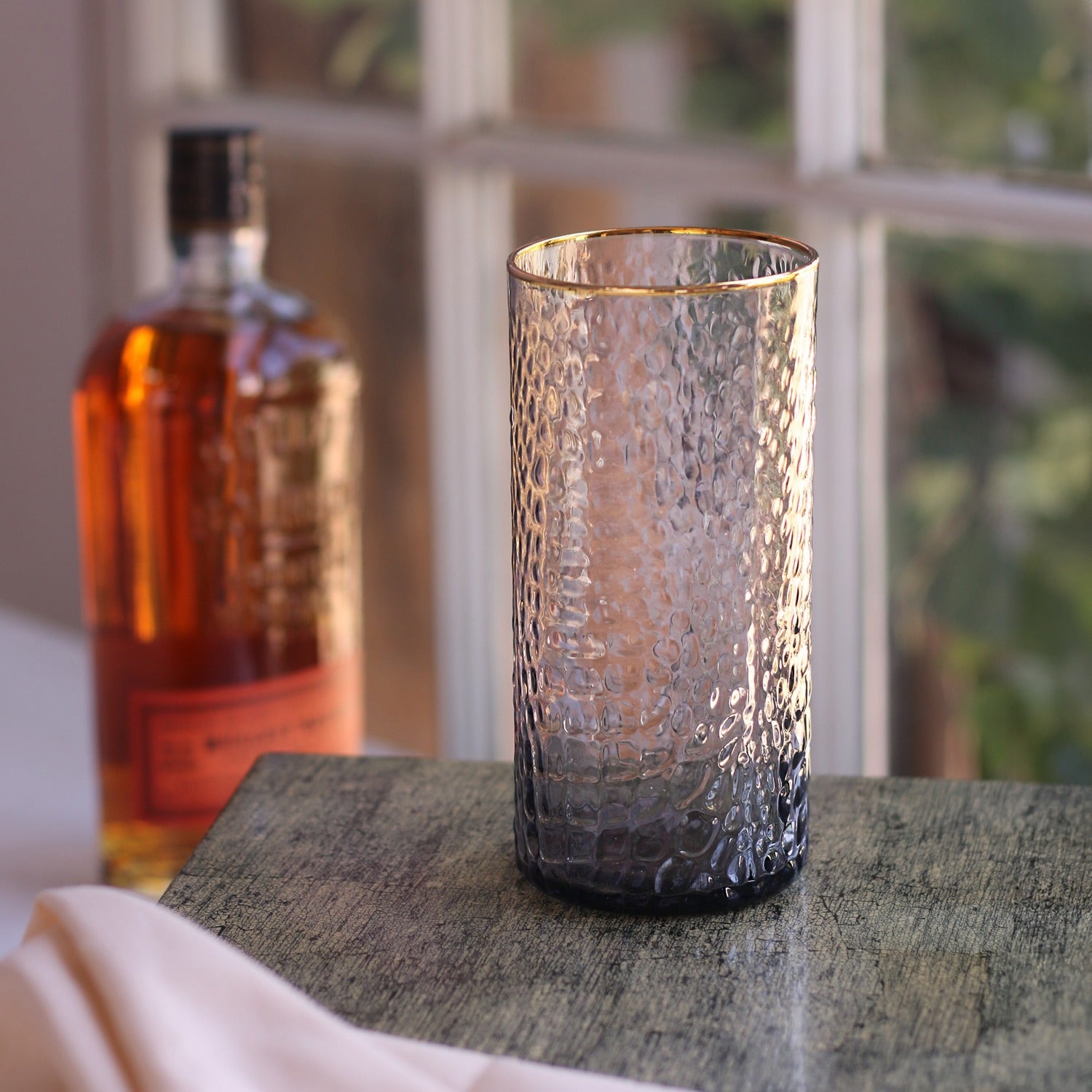 GLASS Croc Highball with Gold Rim S4 (Smoke Grey)