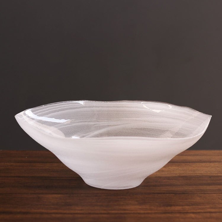 GLASS Alabaster Wave Extra Lg Bowl (White)