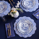 VIDA Faenza 9" Salad Plate Set of 4 (White and Blue)