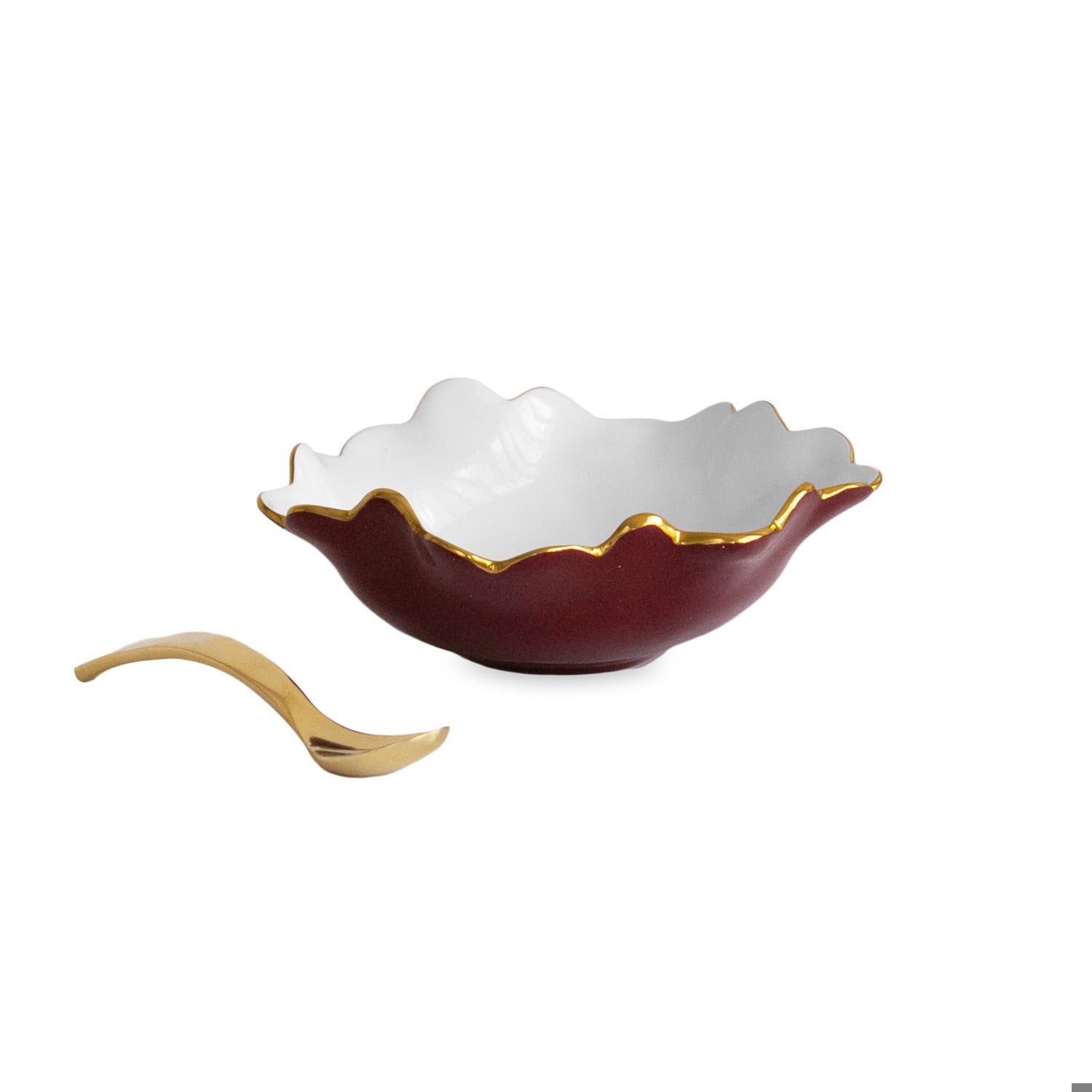 ENCANTO Colette Mini Bowl w/spoon (Bordeaux and White)