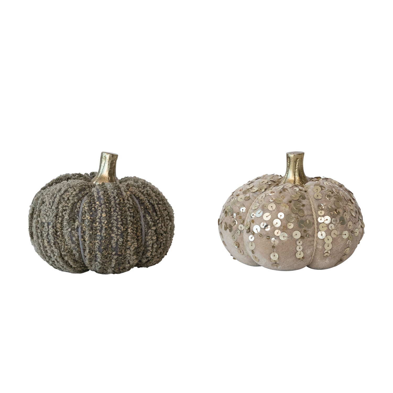 Handmade Cotton Velvet, Sequin/Bouclé & Aluminum Pumpkin, 2 Styles