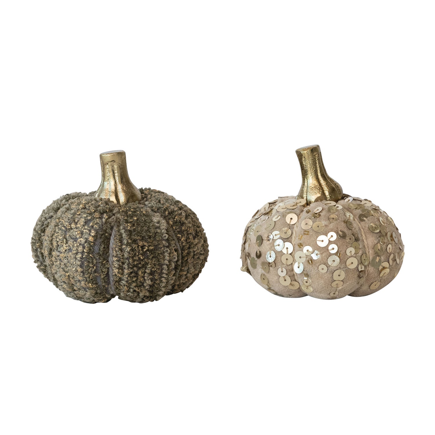 Handmade Cotton Velvet, Sequin/Bouclé & Aluminum Pumpkin, 2 Styles
