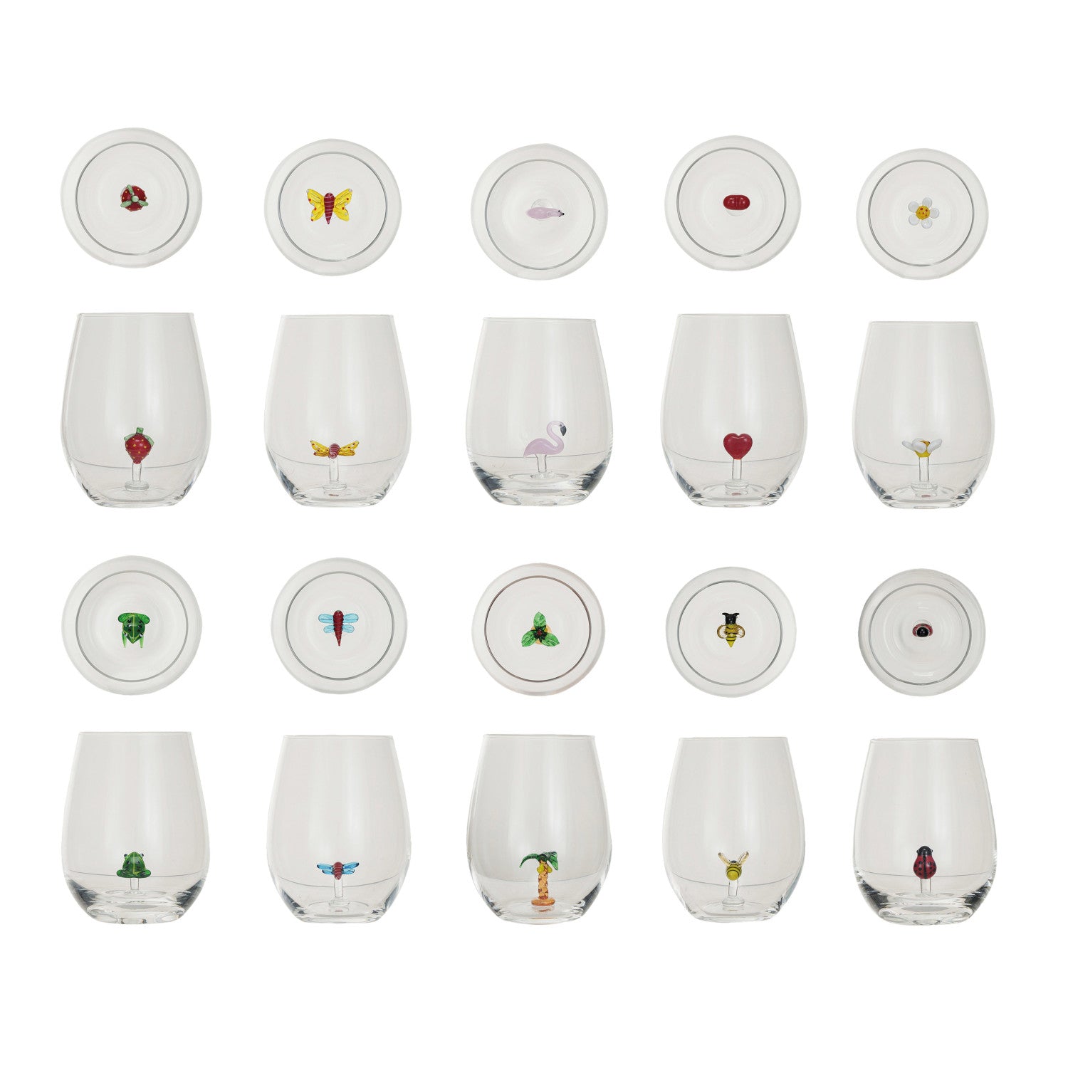 Stemless Wine Glass w/ Figure Inside, 10 Styles