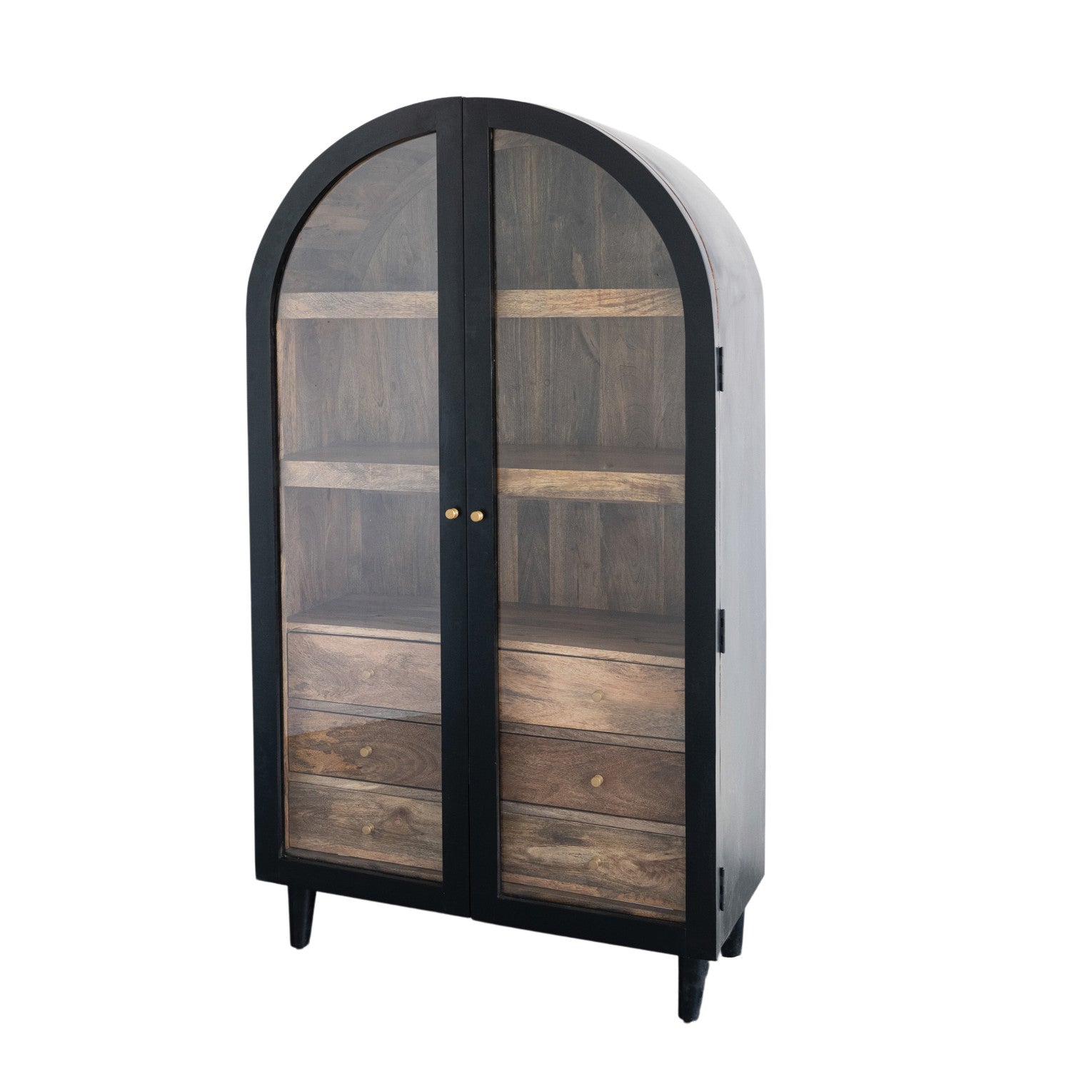 Mango Wood Arched Cabinet with 3 Shelves & 6 Drawers, KD