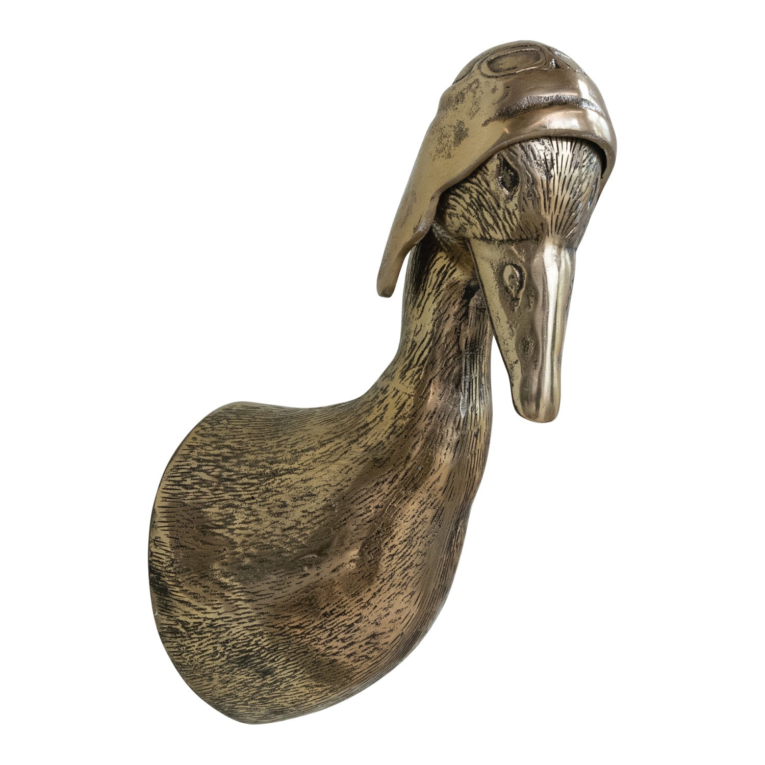 Cast Aluminum Duck Head with Flight Hat Wall Décor