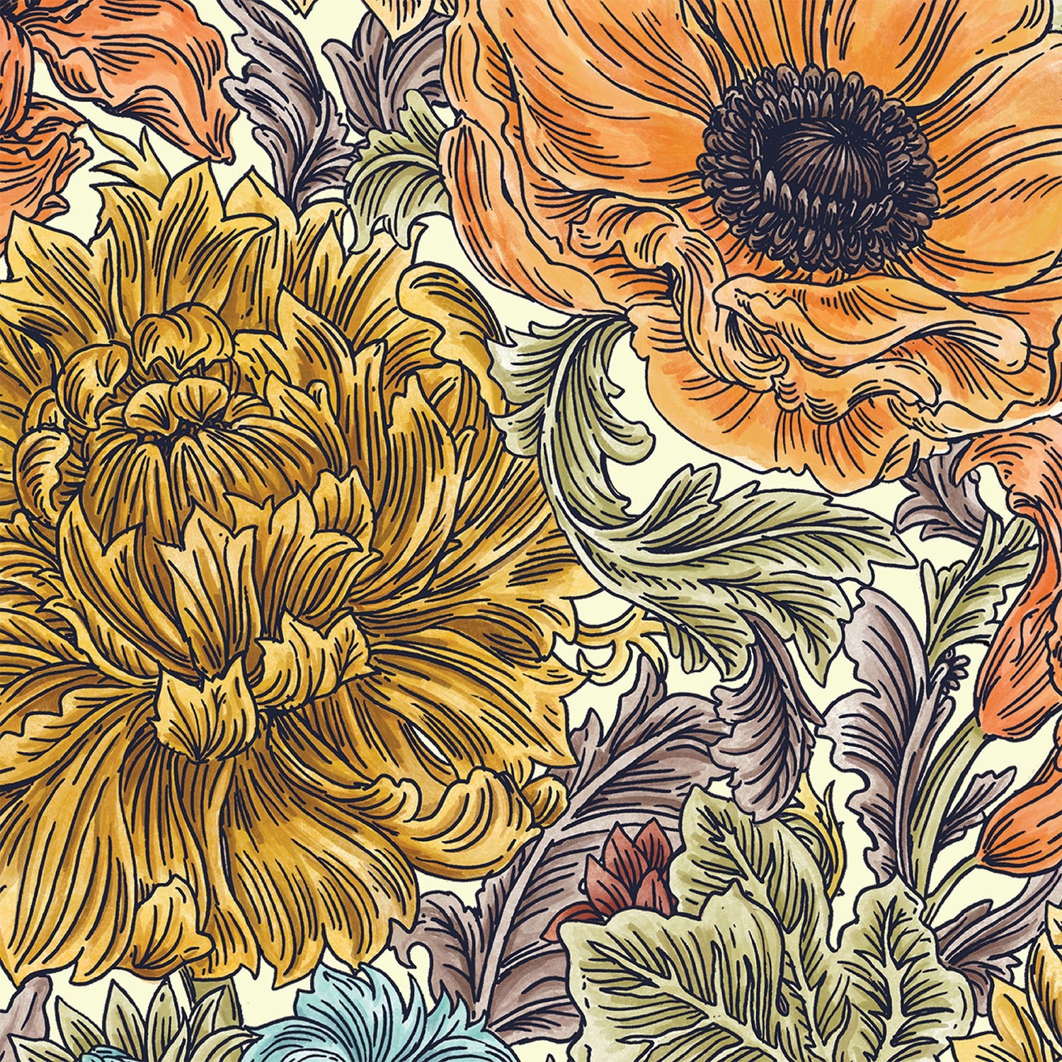 Autumn Acanthus Cocktail Napkin