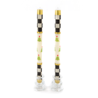 Christmas Tree Dinner Candles - Check Bands - Set Of 2
