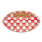 Ceramic Football Platter | Red Check