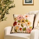 Striped Flowers Throw Pillow