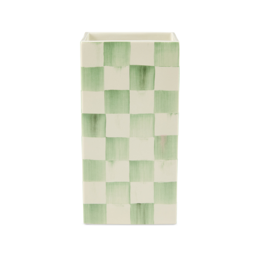 Sage Check Pillar Vase