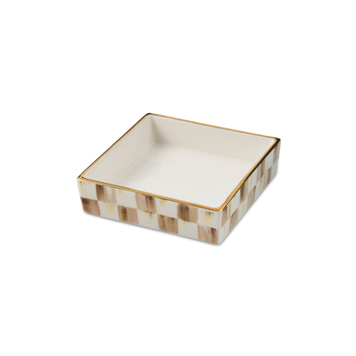 Cocktail Napkin Holder | Mocha Check