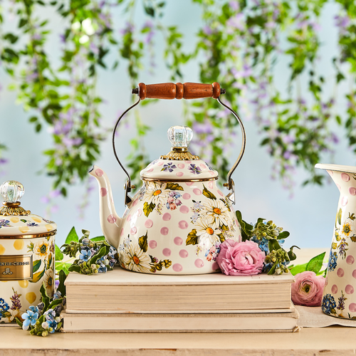 MacKenzie-Childs 2 Quart Tea Kettle | Wildflowers Pink