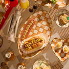 Ceramic Football Platter | Ginger Check