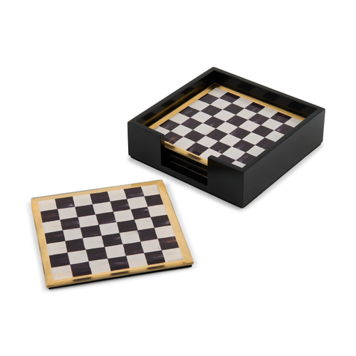 Glass Coasters, Set of 4 | Courtly Check