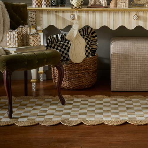 Flax Check With Jute Scallops 2'6" X 7'11" Runner