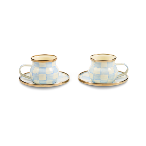 Sky Check Espresso Cup & Saucer Set
