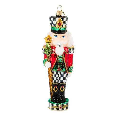 Courtly Classic Nutcracker Glass Ornament