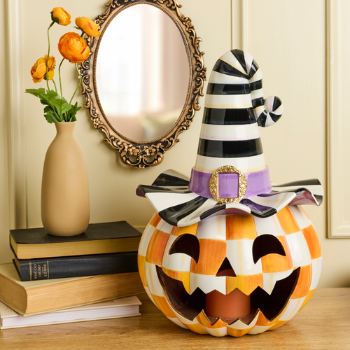 Orange Check Happy Jack Illuminated Pumpkin