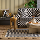 Black Check With Jute Scallops 2'6" X 7'11" Runner