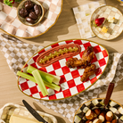 Ceramic Football Platter | Red Check