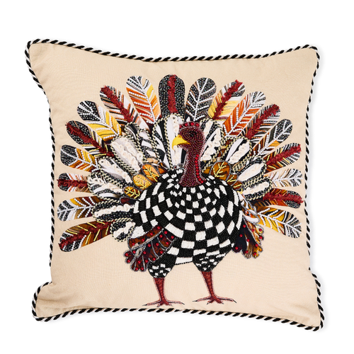 Checked Turkey Throw Pillow