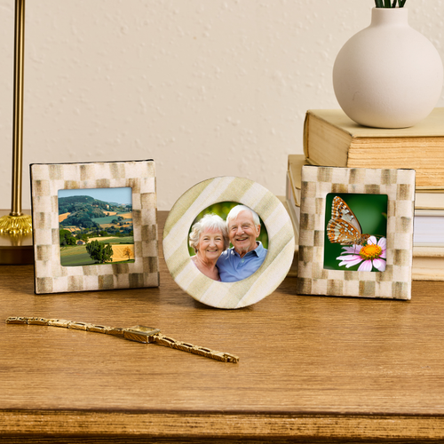 Mocha Fabric Frames, Set of 3