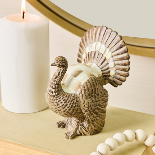 Mini Turkey Figurine | Mocha Check