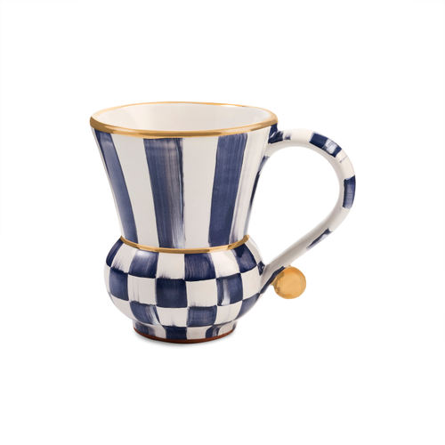 Indigo Check Ceramic Mug