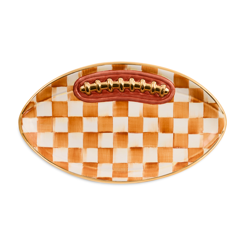Ceramic Football Platter | Ginger Check