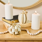 and Stripe Petite Pumpkins, Set of 2 | Mocha Check