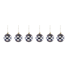 Navy Tartan Glass Ball Ornaments, Set Of 6