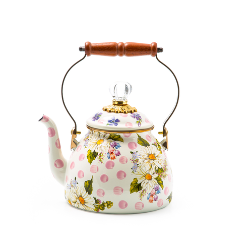 MacKenzie-Childs 2 Quart Tea Kettle | Wildflowers Pink