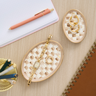Oval Trinket Dishes, Set of 2 | Mocha Check