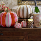 Bubblegum Check and Stripe Petite Pumpkins, Set of 2