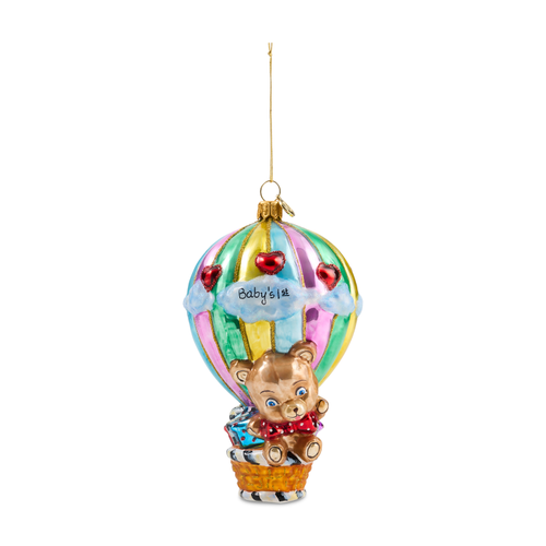 Baby'S 1St Balloon Ride Glass Ornament