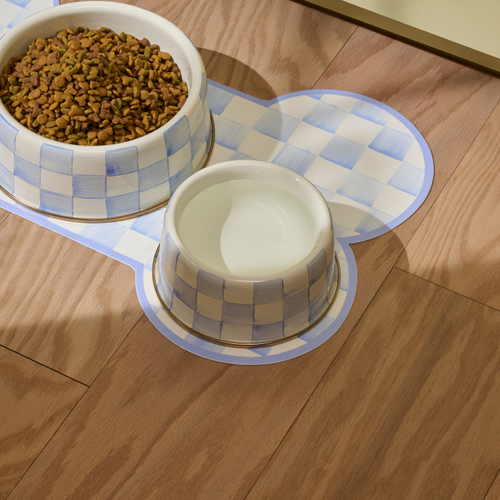 Sky Check Medium Pet Dish
