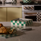 Cocktail Napkin Holder | Emerald Check