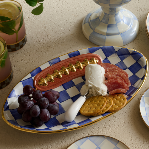 Ceramic Football Platter | Royal Check