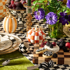 Paprika Check and Stripe Petite Pumpkins, Set of 2