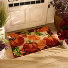 Checked Pumpkin Harvest Entrance Mat