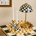 Gold Check Capiz Round Tray