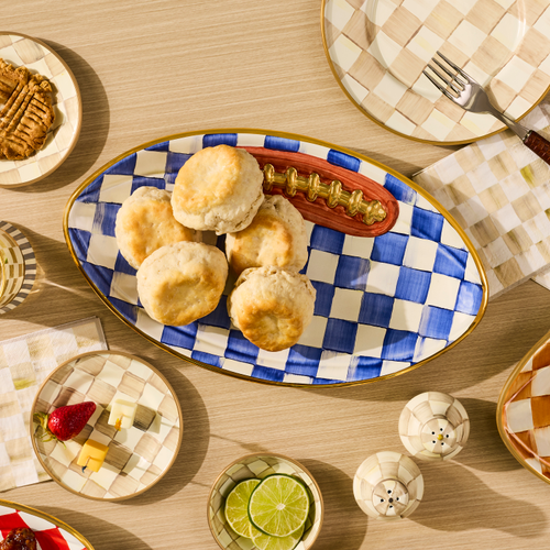 Ceramic Football Platter | Royal Check