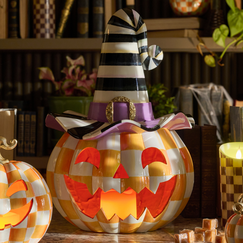 Orange Check Happy Jack Illuminated Pumpkin
