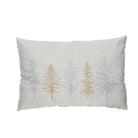 22"L x 14"H Fabric Blend Lumbar Pillow w/ Embroidered Trees