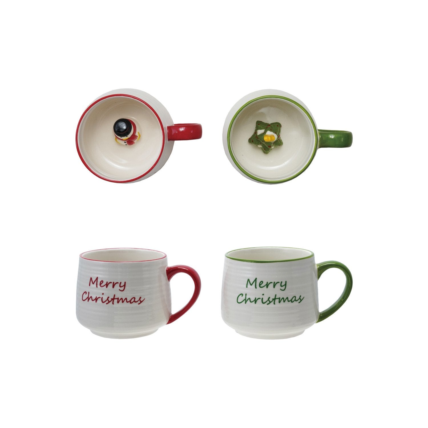 14 oz. Stoneware Mug with Colored Rim, 2 Styles
